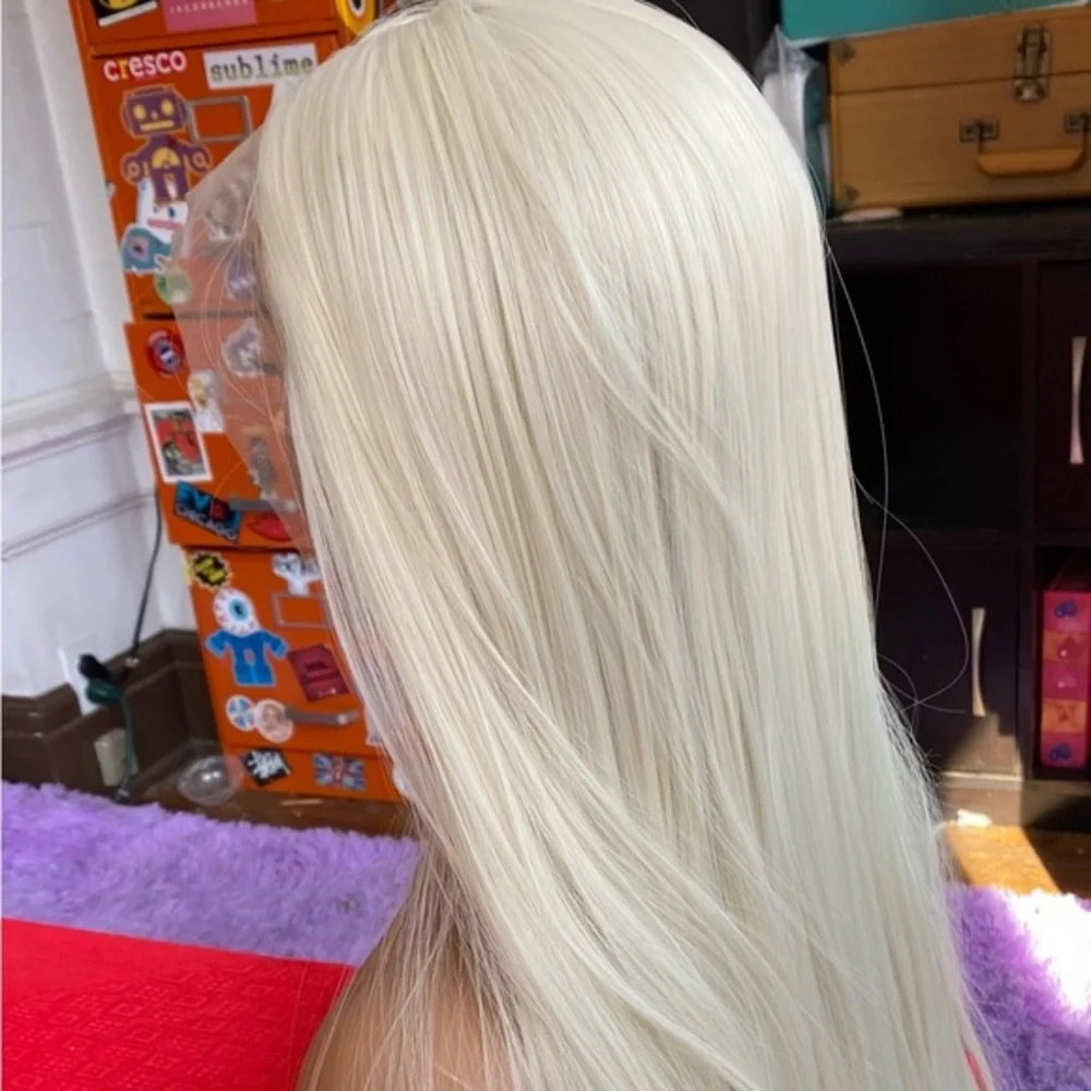 White blonde platinum lace front wig